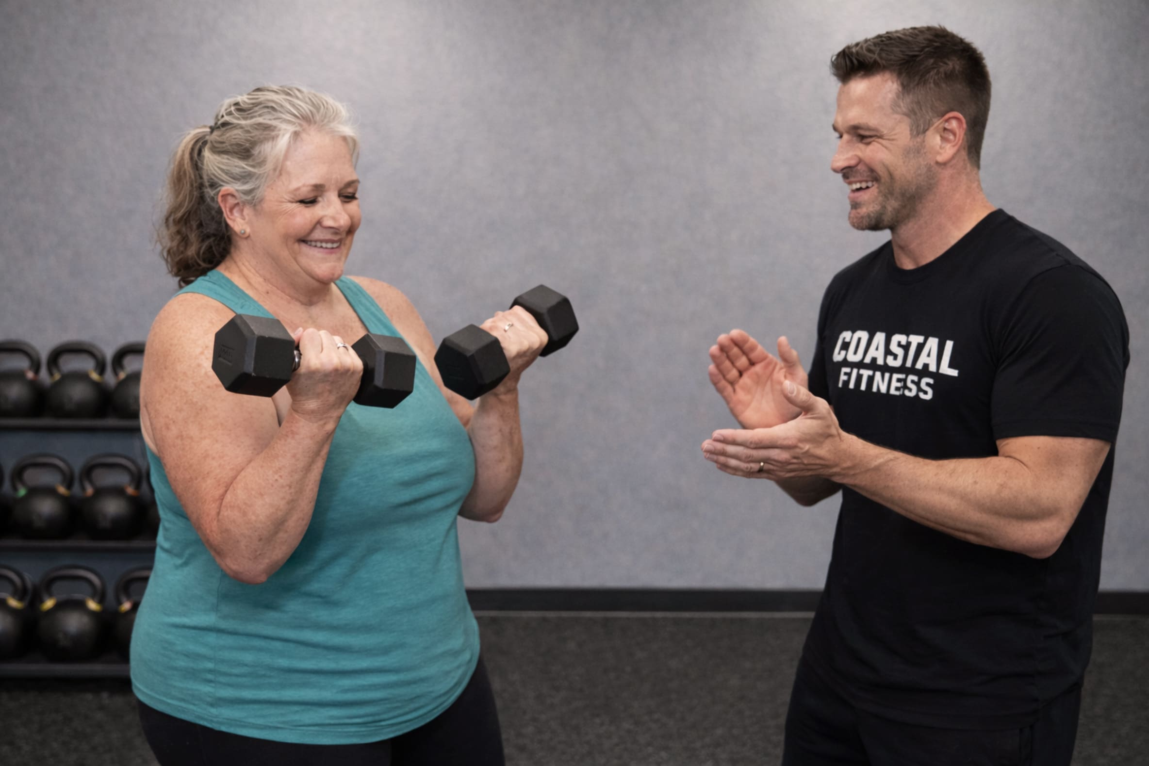 Personal Trainer coaching member 1-on-1